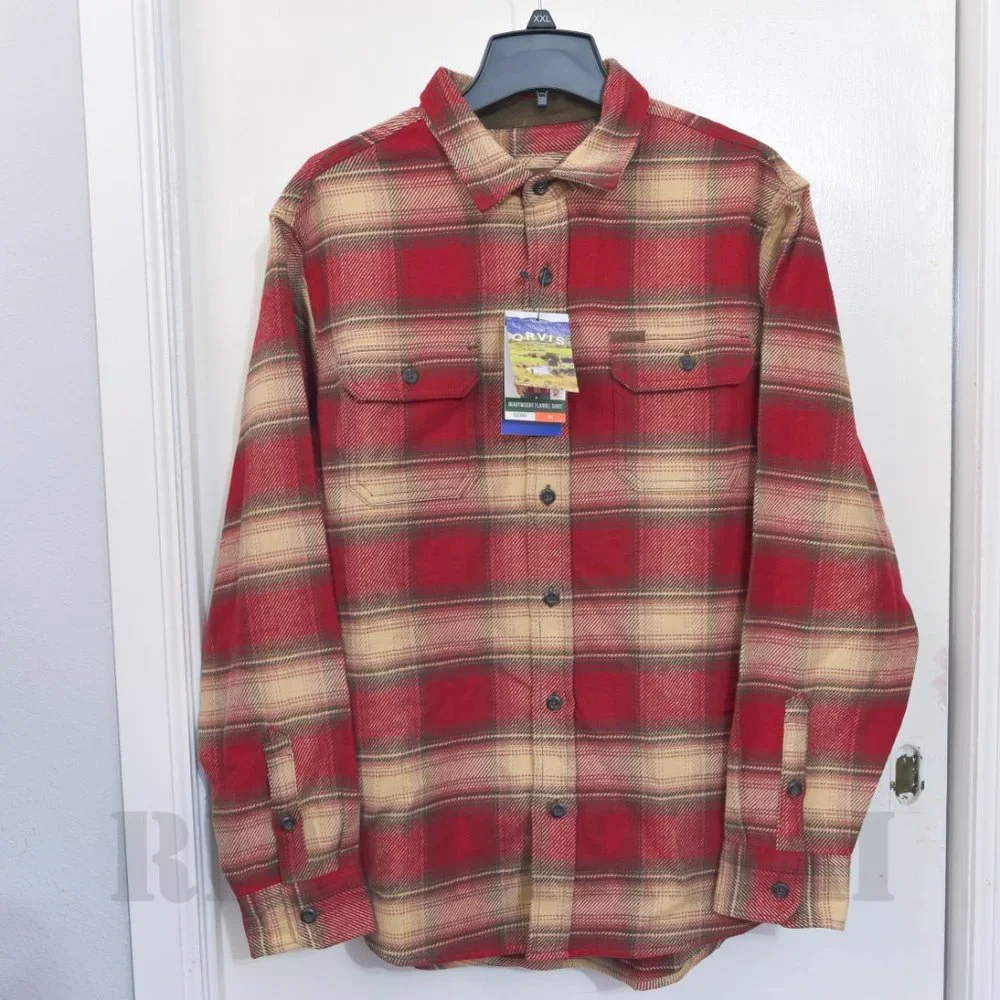 RED NWT Men’s Flannel Shirt Orvis - Picture 2 of 10